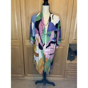 Chicos Women’s 0 US S Colorblock Lightweight Duster Cardigan 1/2 Sleeve